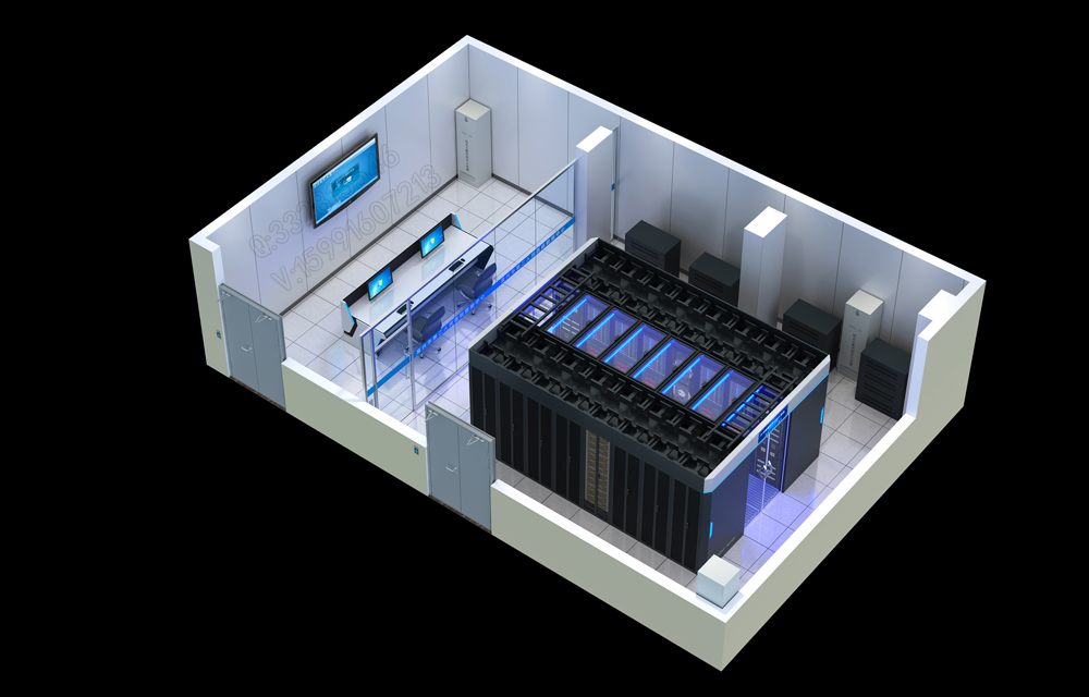 南通机房基础设施效果图制作|监控室拼接屏效果图设计