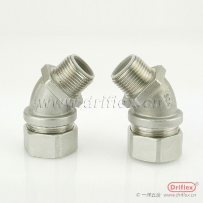 316不锈钢45度软管接头配铁镀锌梅花锁母G3/8”-G2”