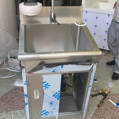 不锈钢低背板单人位洗手池可定制
