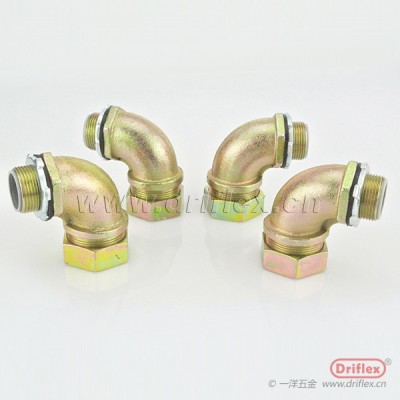 铁镀锌90度弯头外螺纹适配包塑金属软管M,G,NPT螺纹