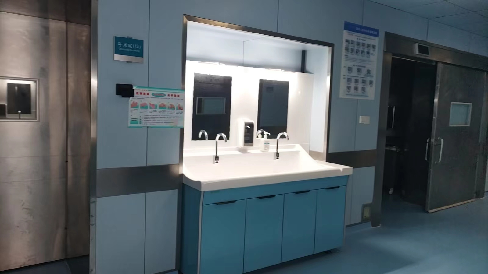 高分子双槽感应洗手池二人位支持定制