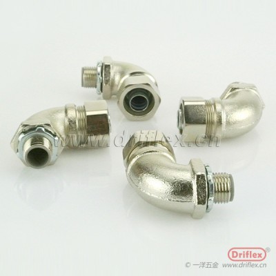 铜镀镍90度弯头外螺纹金属软管连接器NPT3/8“-2“