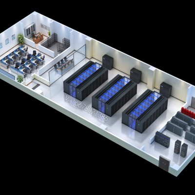 菏泽效果图制作|机房俯视图|中控室全景图设计