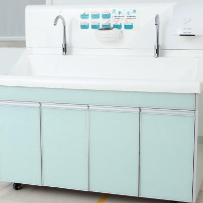 高分子双槽感应洗手池二人位可移动 定制款