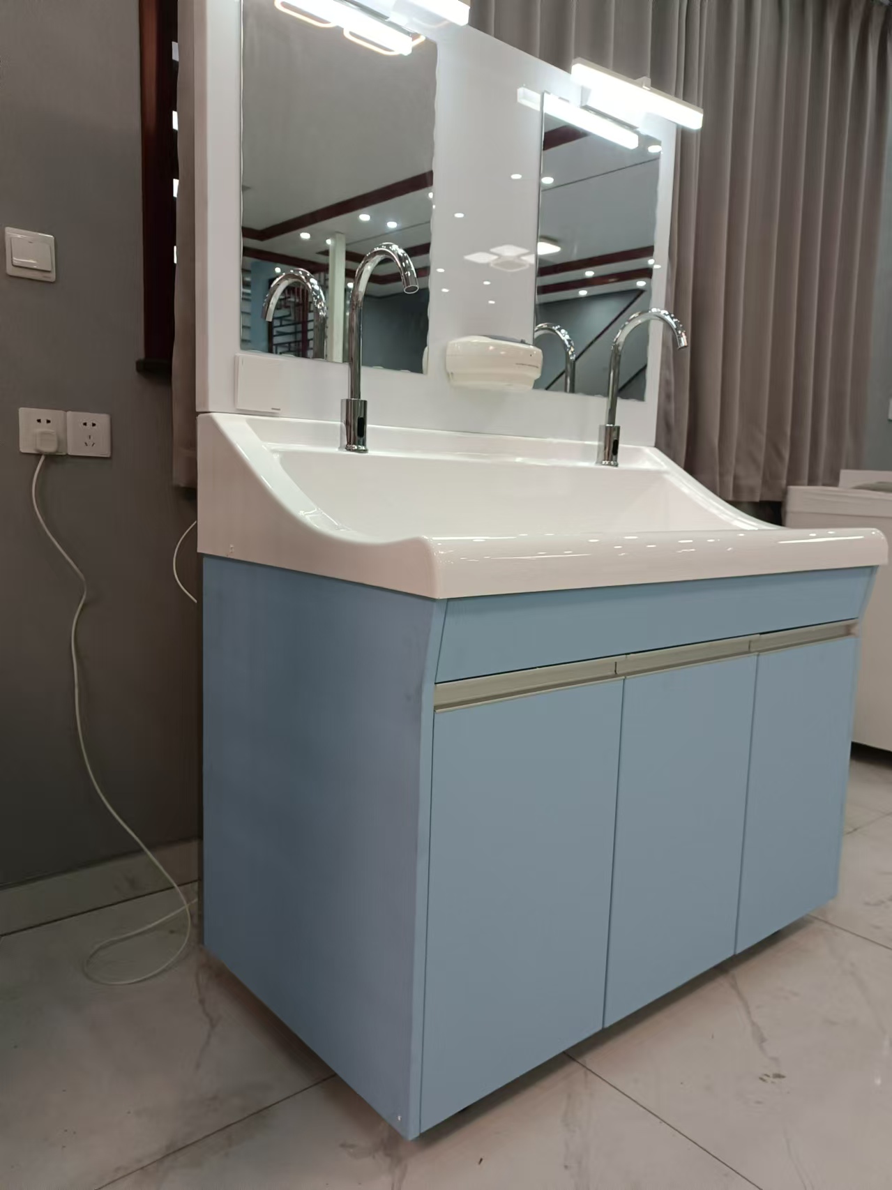 高分子二人位洗手池 医院用感应式实验室刷手池