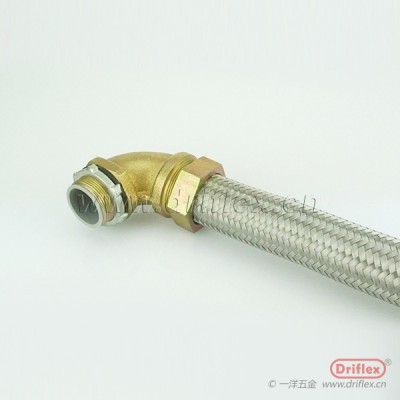 一洋五金不锈钢编织金属软管配铜镀镍90度弯头内径12到51
