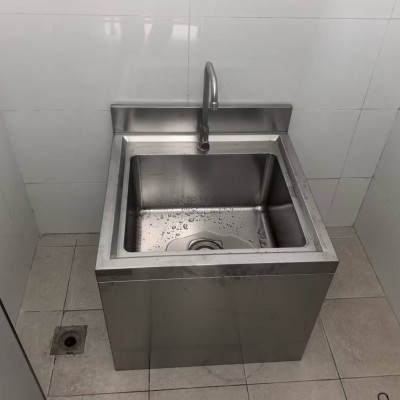 洗手池304不锈钢 感应刷手槽 脚踏洗手台