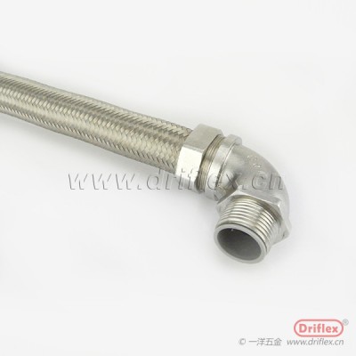 304不锈钢编织金属软管配铜镀镍90度弯头G3/8”-G2”